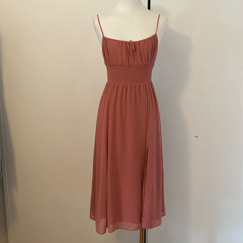 Aritzia Wilfred Genoa Smocked-waist Midi Dress Size Small - Picture 2 of 14